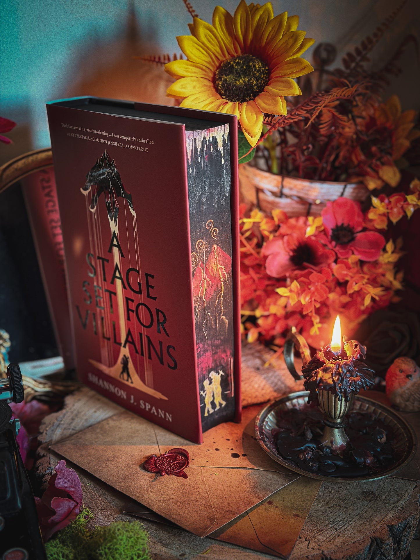 A Stage Set for Villains Hand-painted Book Edges - Shannon J. Spann Special Edition Book