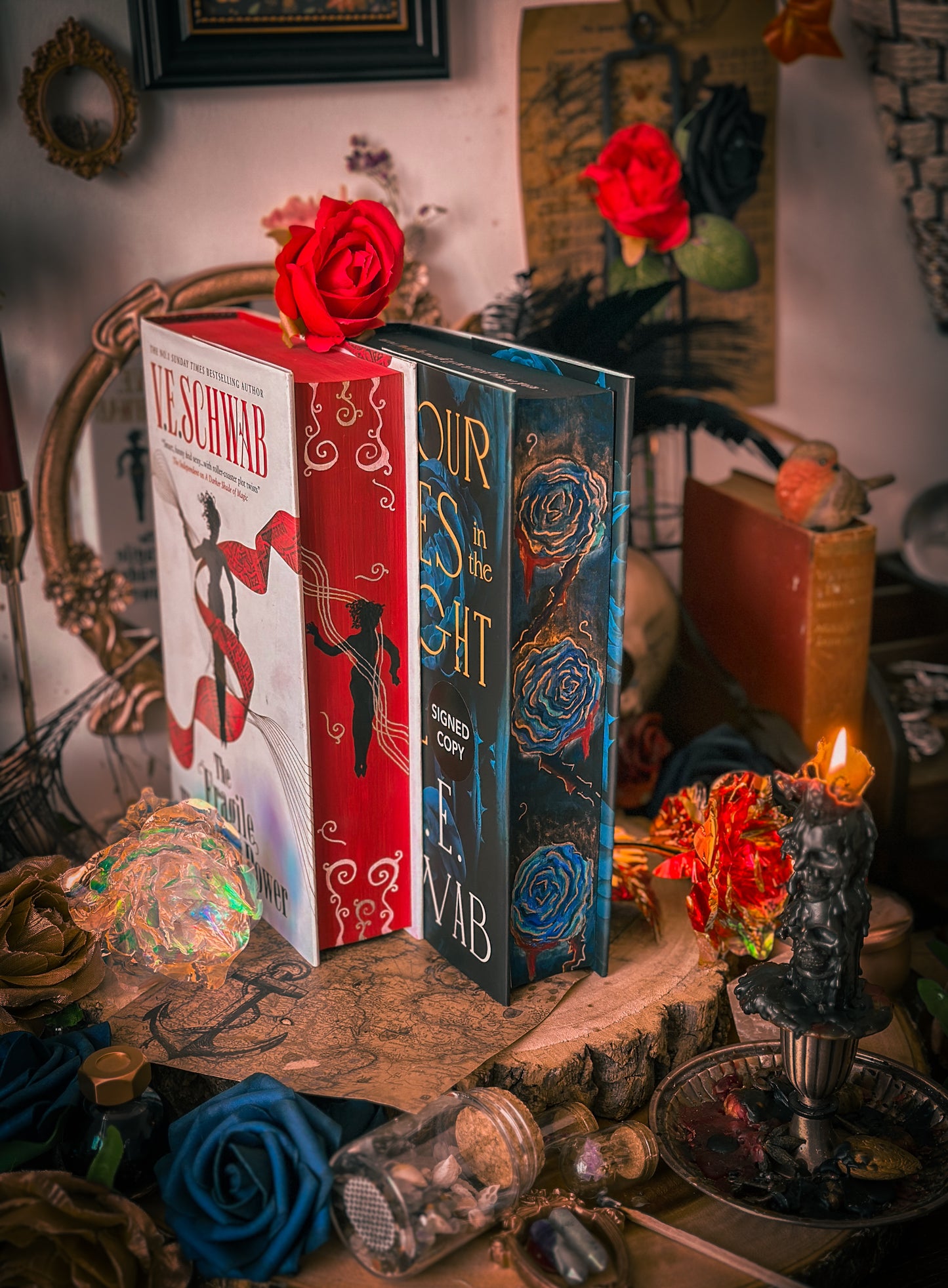 SIGNED Bury Our Bones in the Midnight Soil by V.E Schwab – PAINTED Book Edge + Vinyl foil undercover | Foreedge Painting Collector Edition