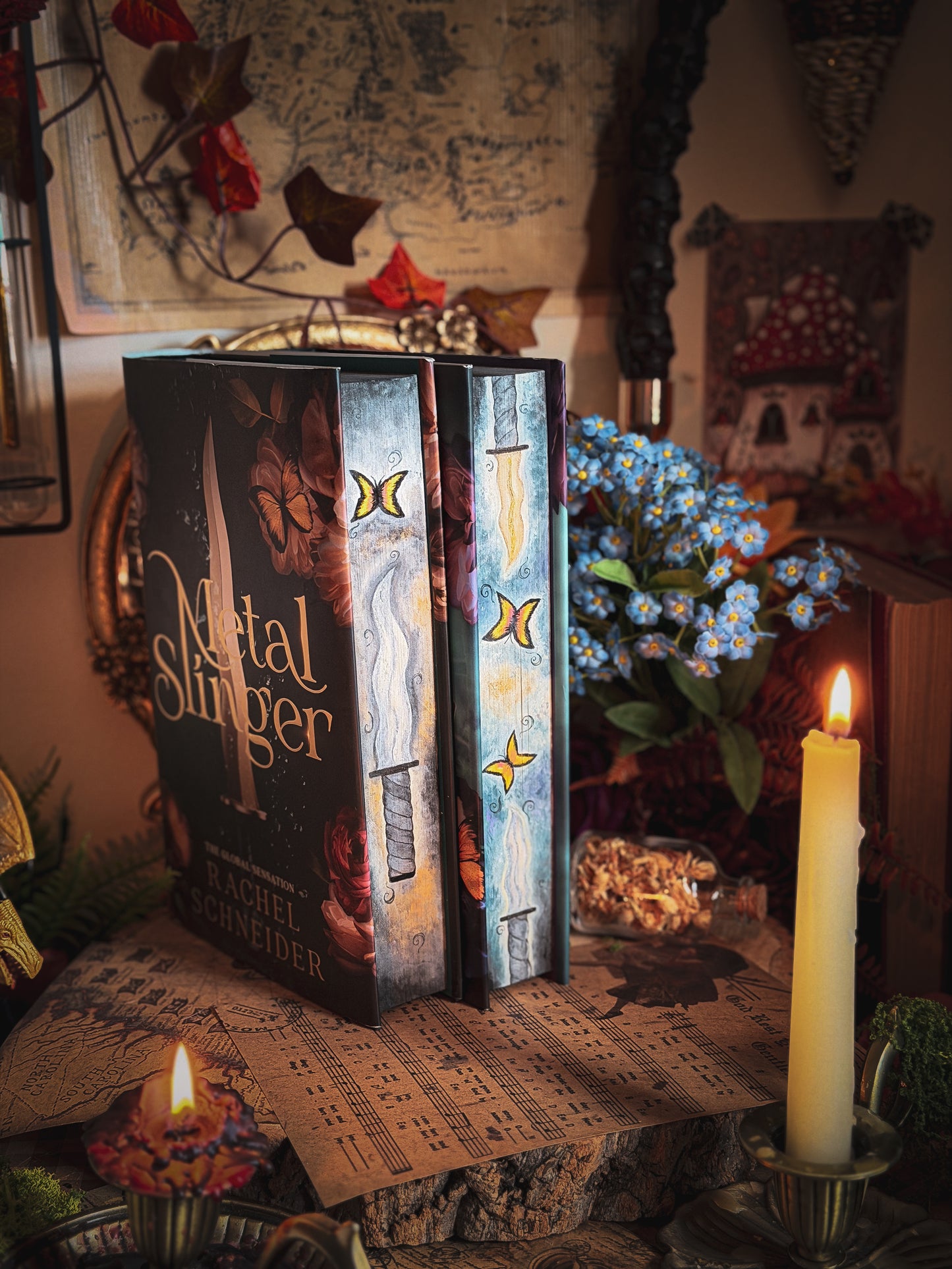 Metal Slinger & Light Wielder by Rachel Schneider HANDPAINTED BOOK EDGES