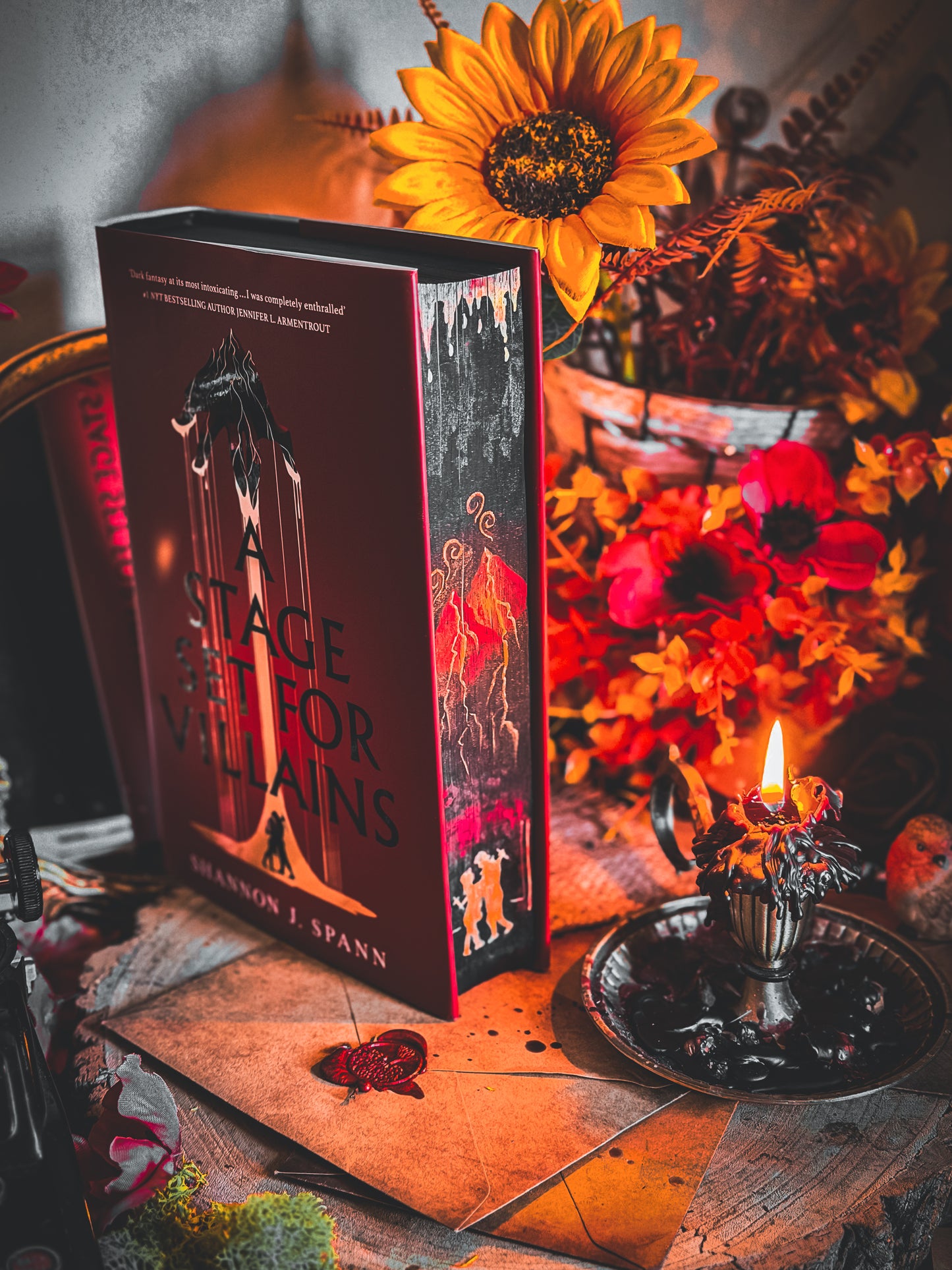 A Stage Set for Villains Hand-painted Book Edges - Shannon J. Spann Special Edition Book