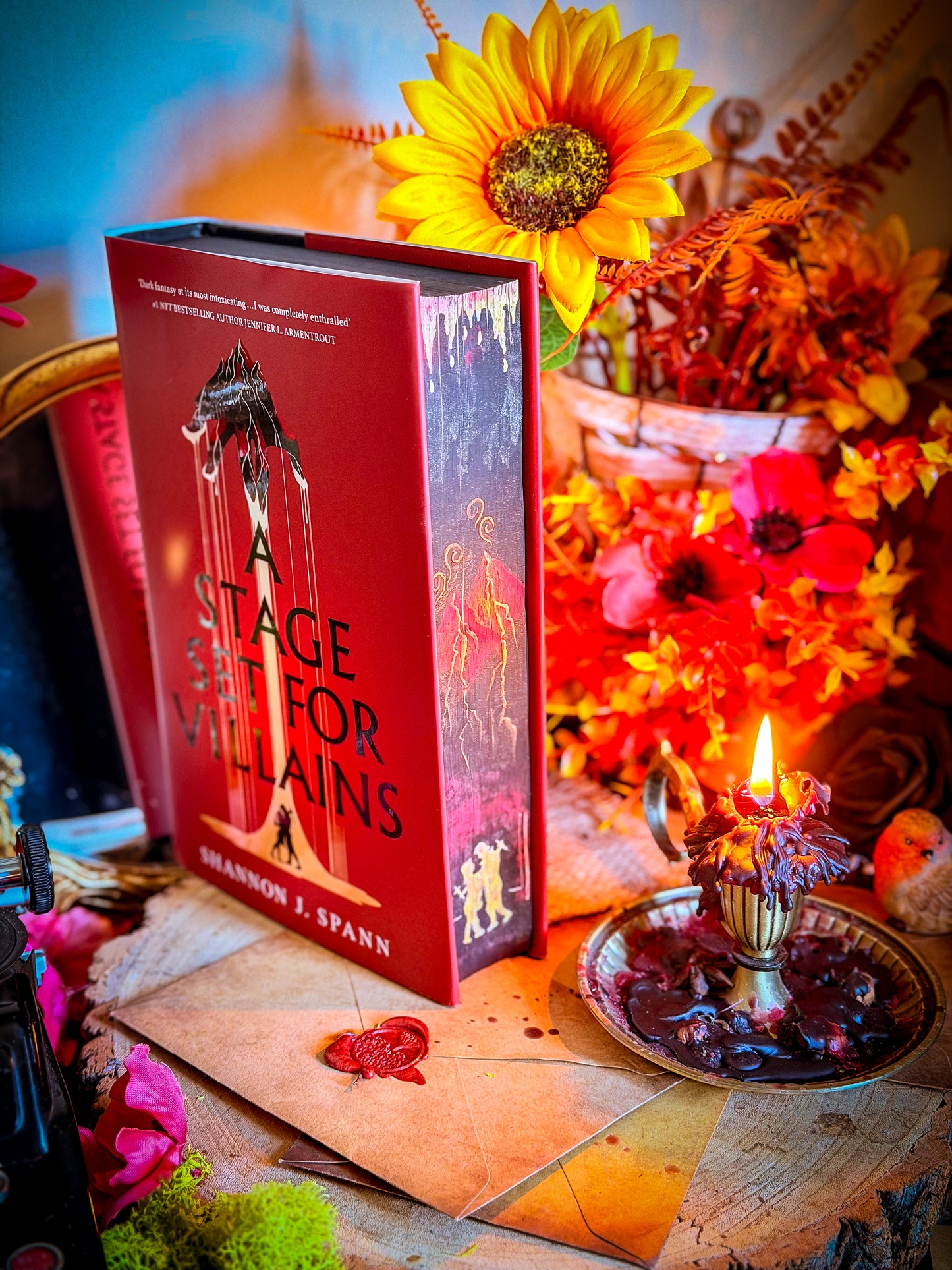 A Stage Set for Villains Hand-painted Book Edges - Shannon J. Spann Special Edition Book