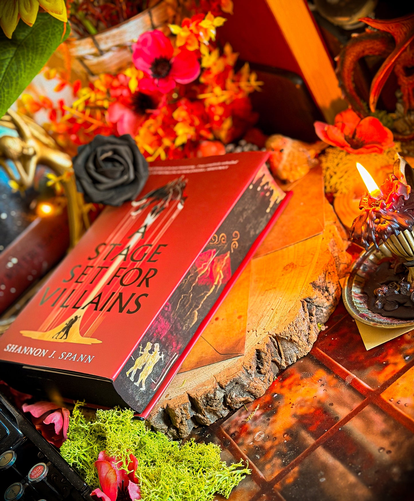 A Stage Set for Villains Hand-painted Book Edges - Shannon J. Spann Special Edition Book