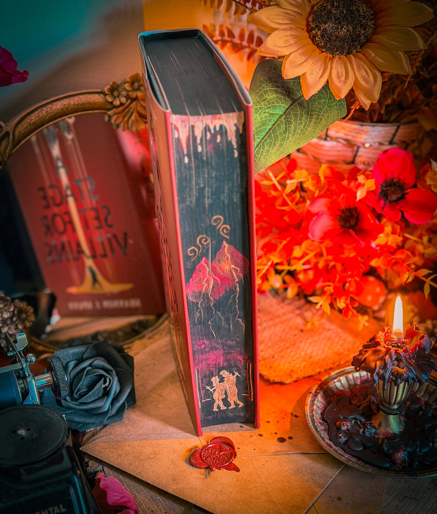 A Stage Set for Villains Hand-painted Book Edges - Shannon J. Spann Special Edition Book
