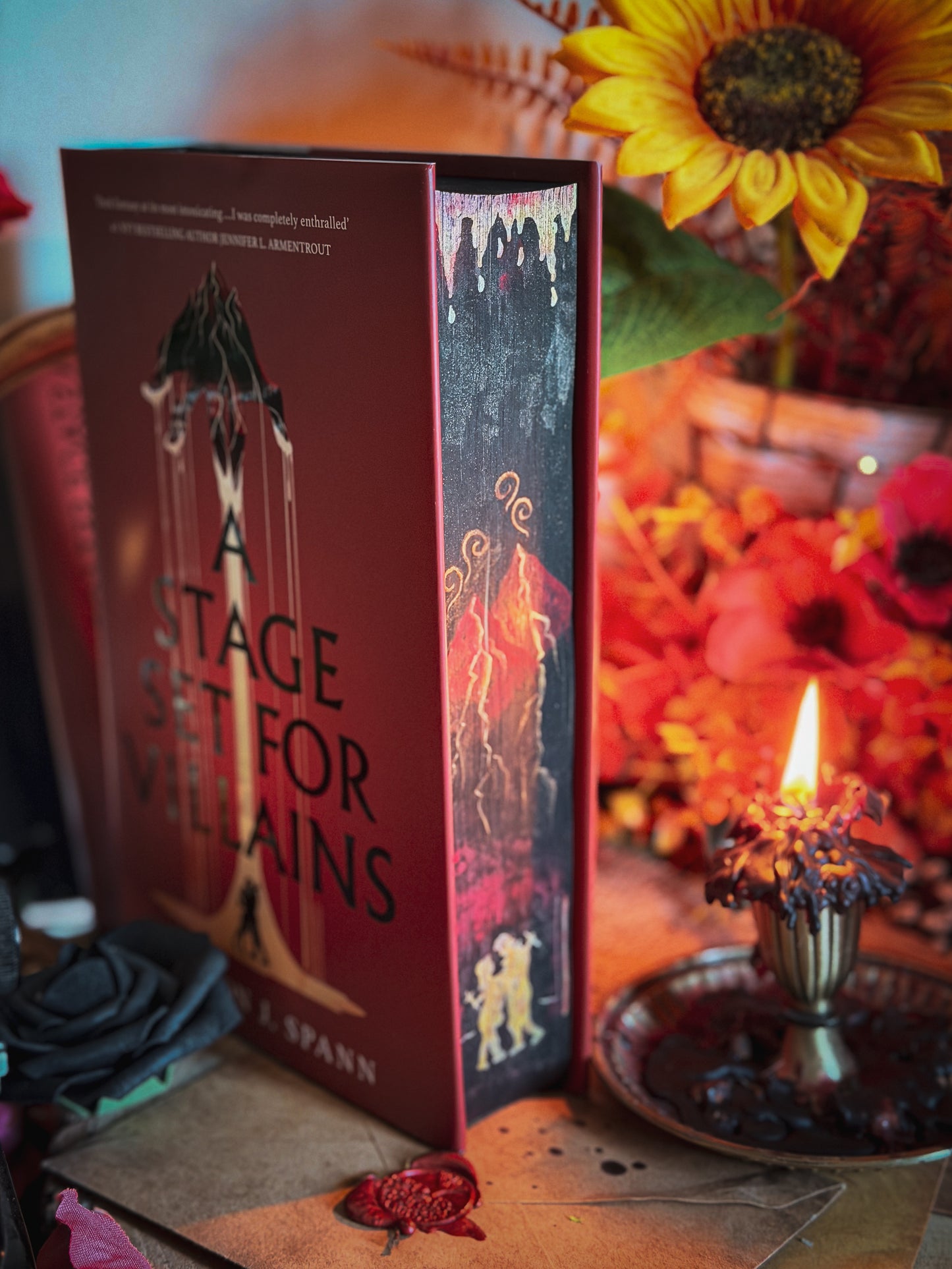 A Stage Set for Villains Hand-painted Book Edges - Shannon J. Spann Special Edition Book
