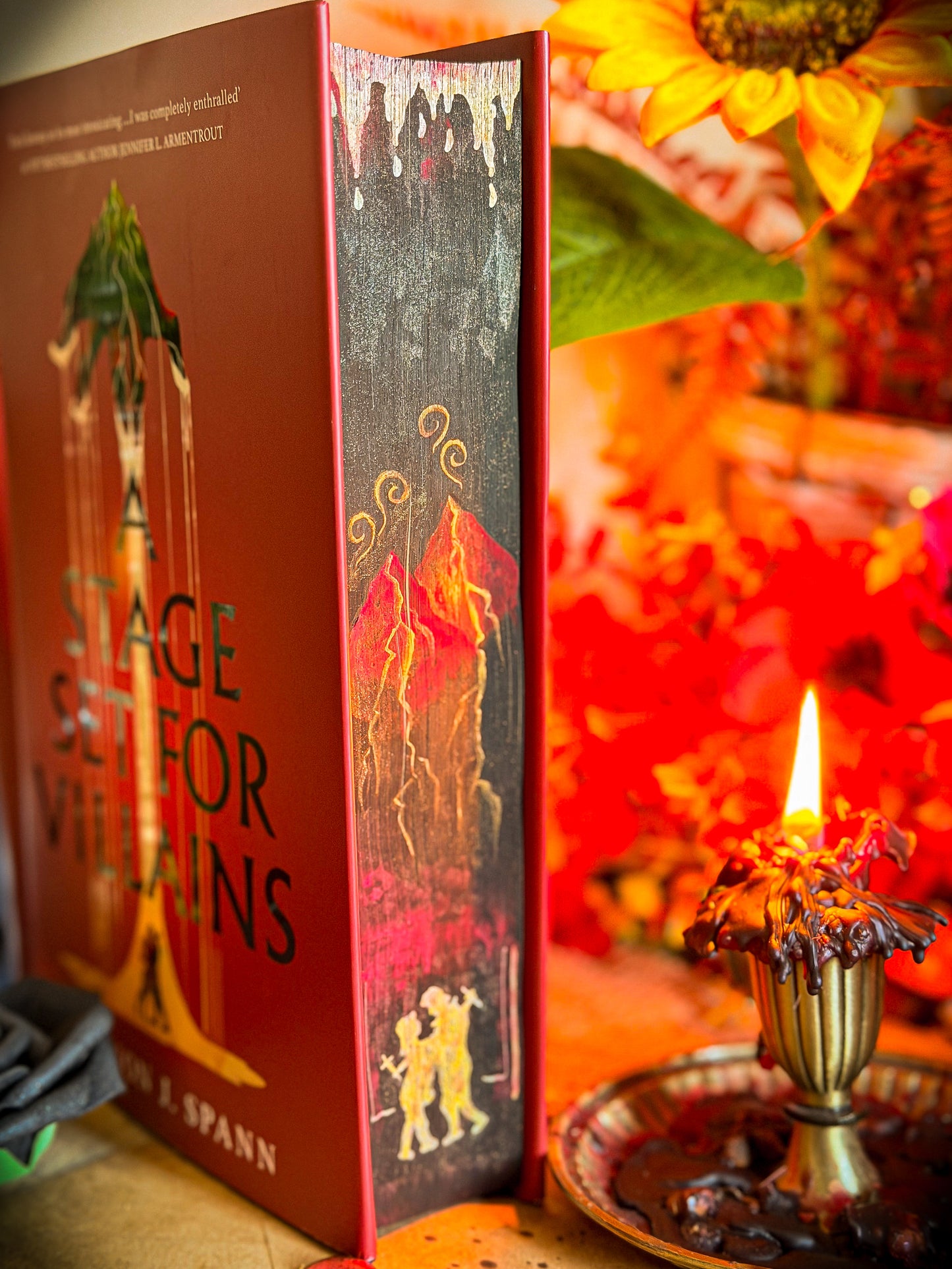 A Stage Set for Villains Hand-painted Book Edges - Shannon J. Spann Special Edition Book