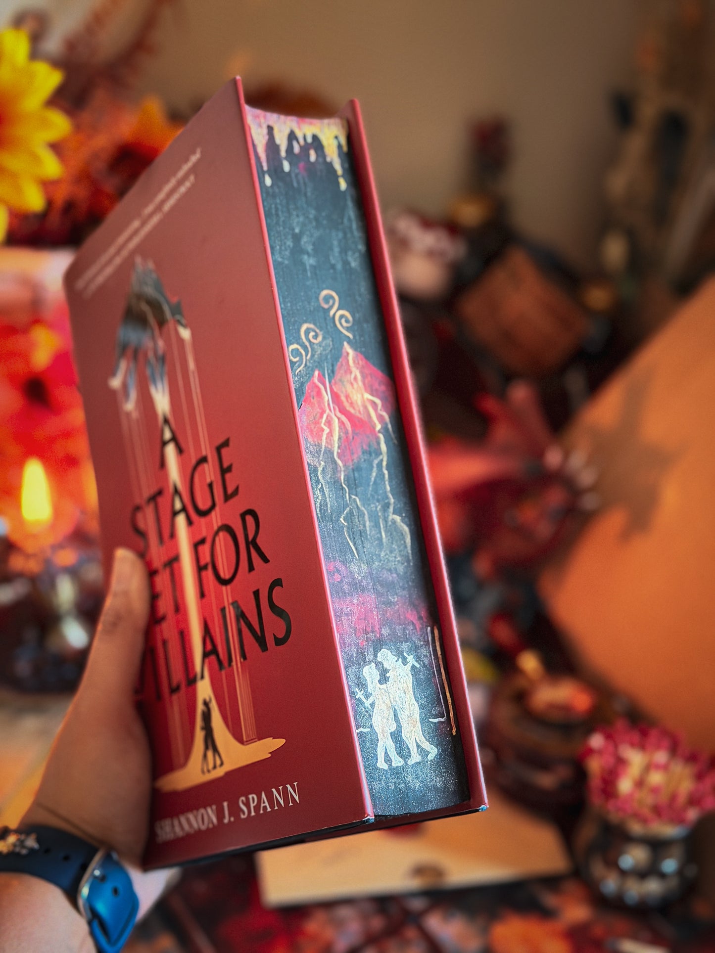 A Stage Set for Villains Hand-painted Book Edges - Shannon J. Spann Special Edition Book