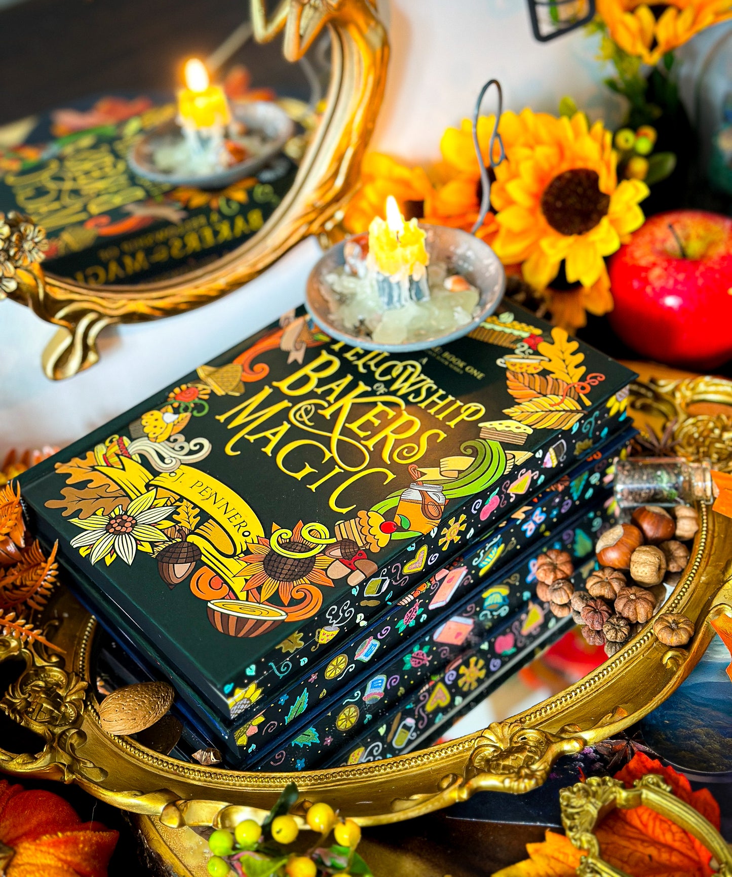 Adenashire Series: A FELLOWSHIP of Bakers & Magic A FELLOWSHIP of Librarians and Dragons  Hand-painted Book Edges - Special Edition Book