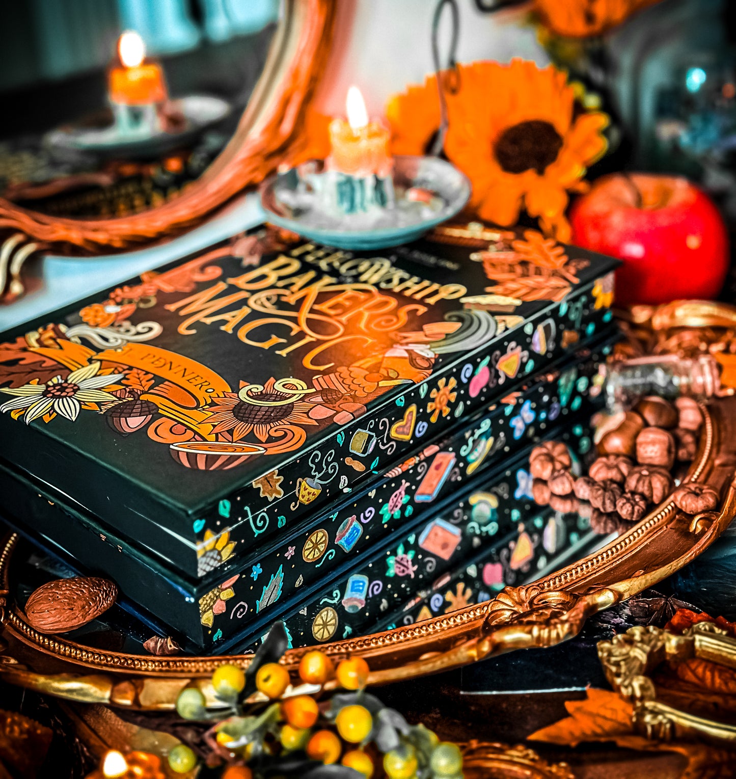 Adenashire Series: A FELLOWSHIP of Bakers & Magic A FELLOWSHIP of Librarians and Dragons  Hand-painted Book Edges - Special Edition Book