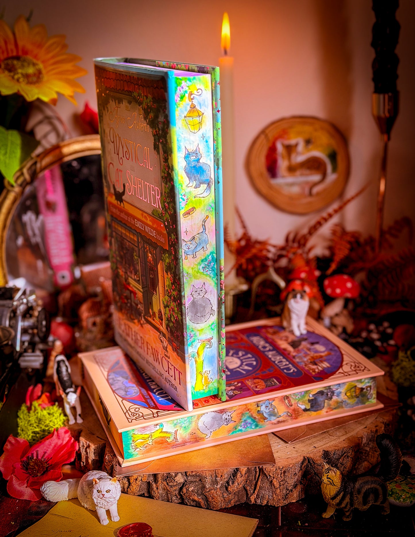 Hand-Painted Agnes Aubert’s Mystical Cat Shelter: hardcover BOOK EDGES