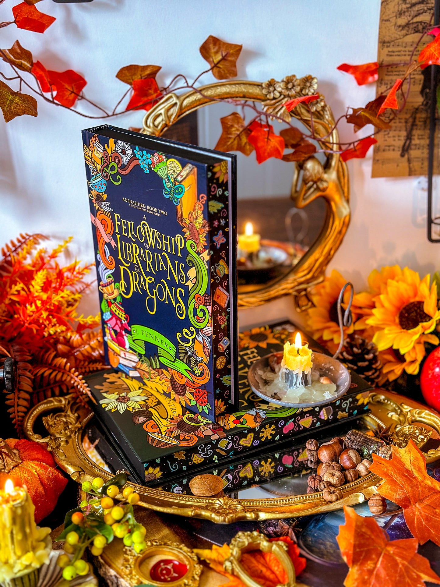 Adenashire Series: A FELLOWSHIP of Bakers & Magic A FELLOWSHIP of Librarians and Dragons  Hand-painted Book Edges - Special Edition Book