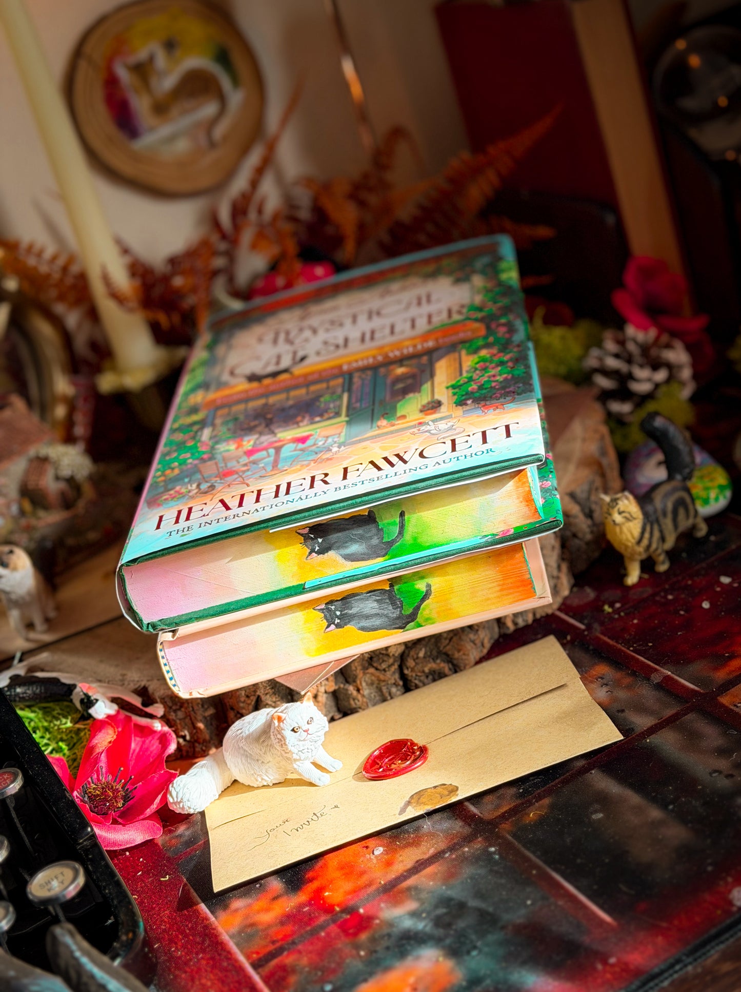 Hand-Painted Agnes Aubert’s Mystical Cat Shelter: hardcover BOOK EDGES