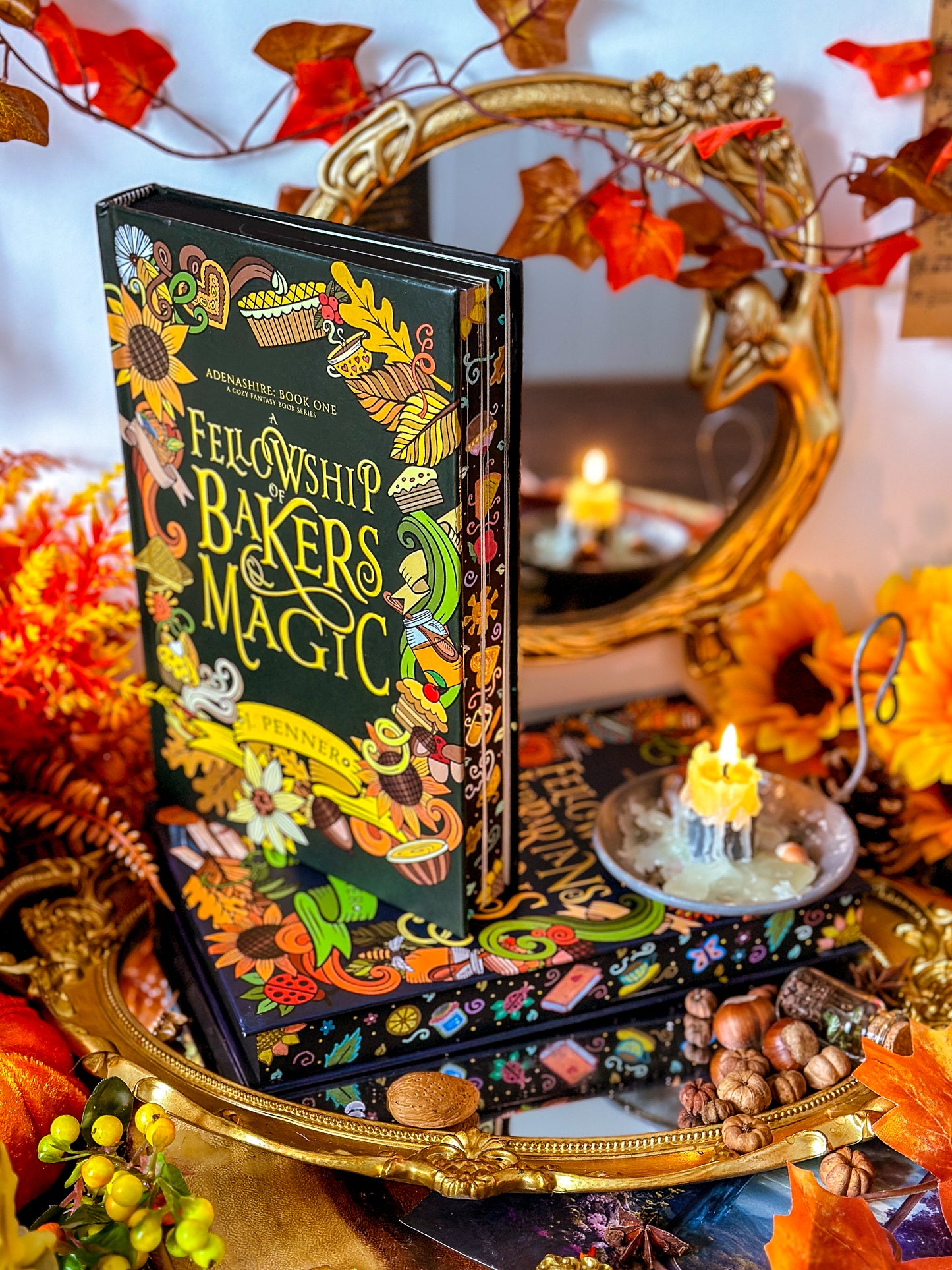 Adenashire Series: A FELLOWSHIP of Bakers & Magic A FELLOWSHIP of Librarians and Dragons  Hand-painted Book Edges - Special Edition Book
