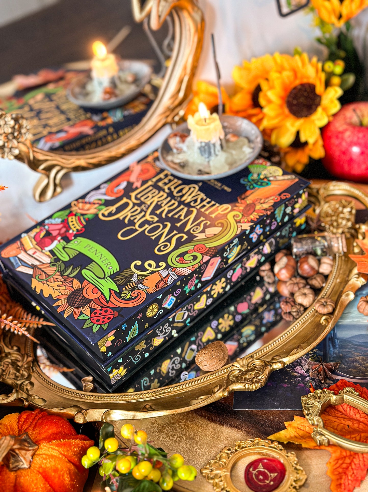 Adenashire Series: A FELLOWSHIP of Bakers & Magic A FELLOWSHIP of Librarians and Dragons  Hand-painted Book Edges - Special Edition Book