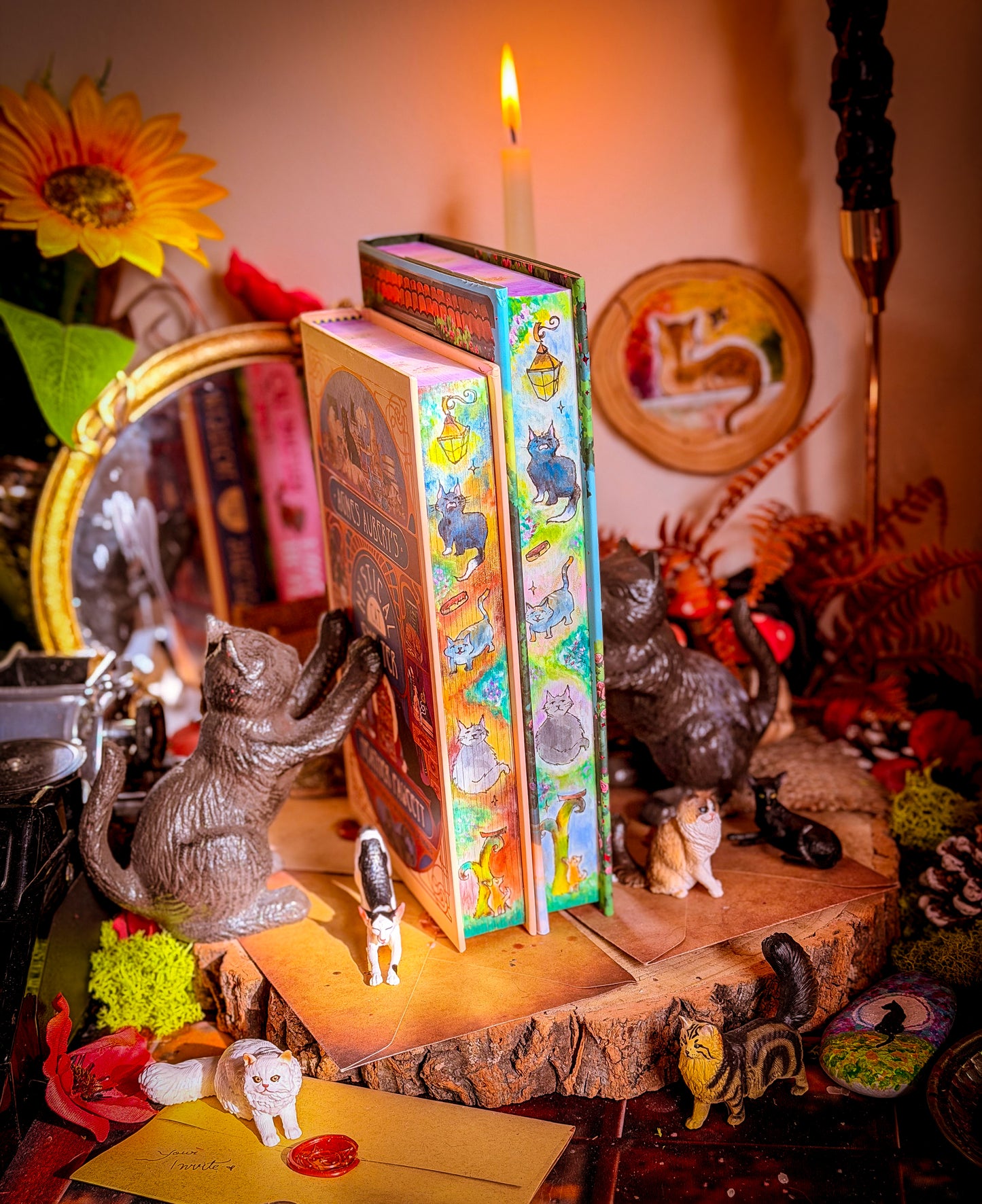 Hand-Painted Agnes Aubert’s Mystical Cat Shelter: hardcover BOOK EDGES