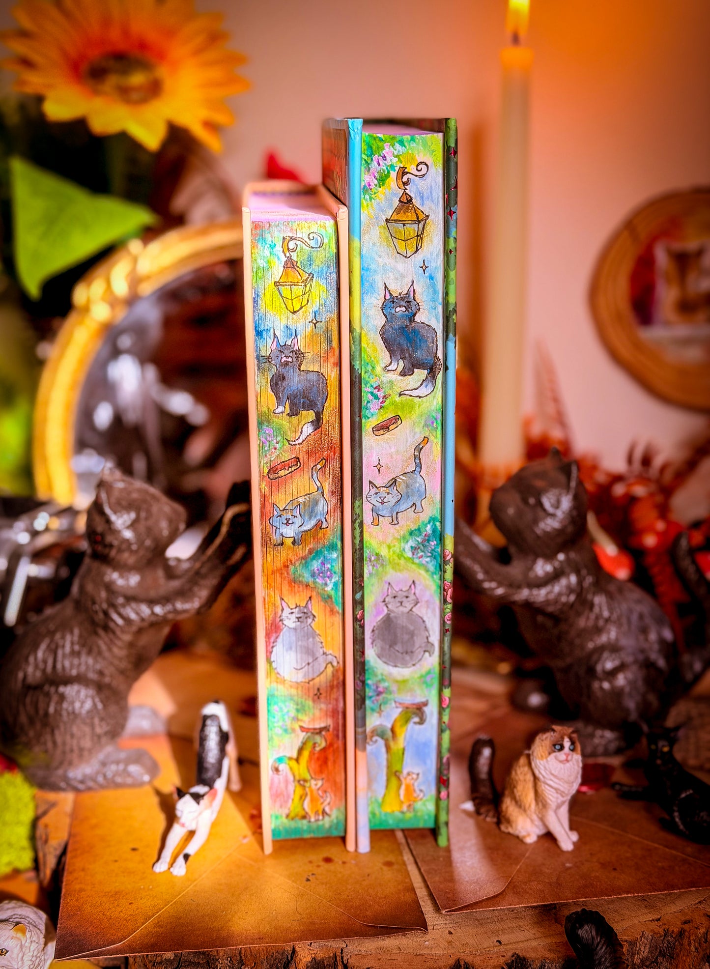 Hand-Painted Agnes Aubert’s Mystical Cat Shelter: hardcover BOOK EDGES