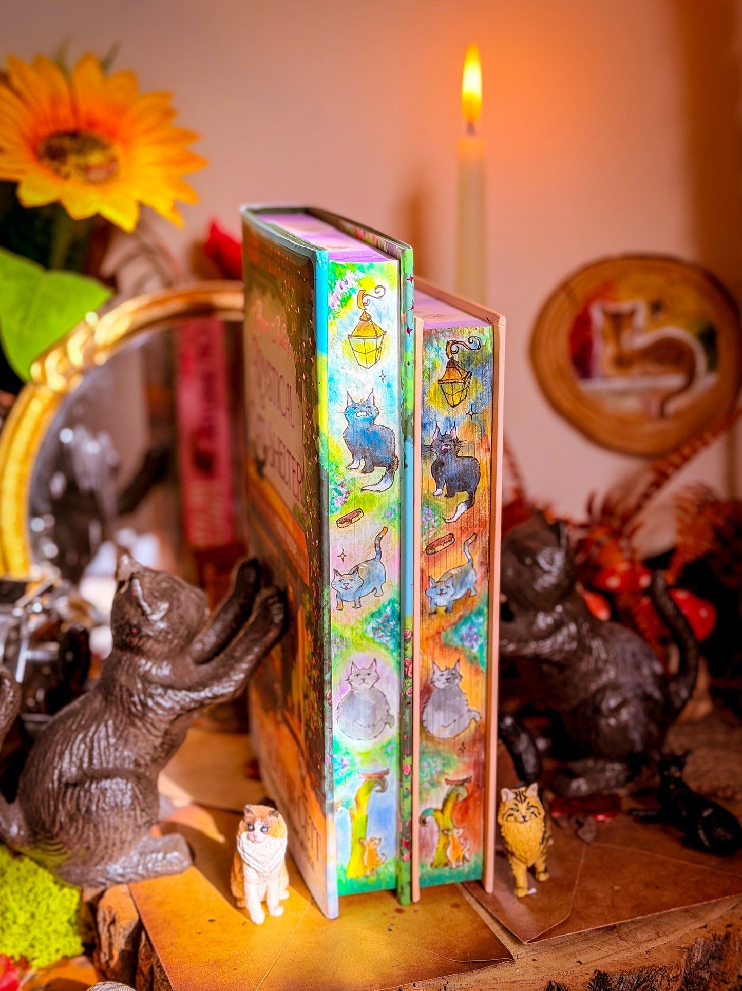 Hand-Painted Agnes Aubert’s Mystical Cat Shelter: hardcover BOOK EDGES