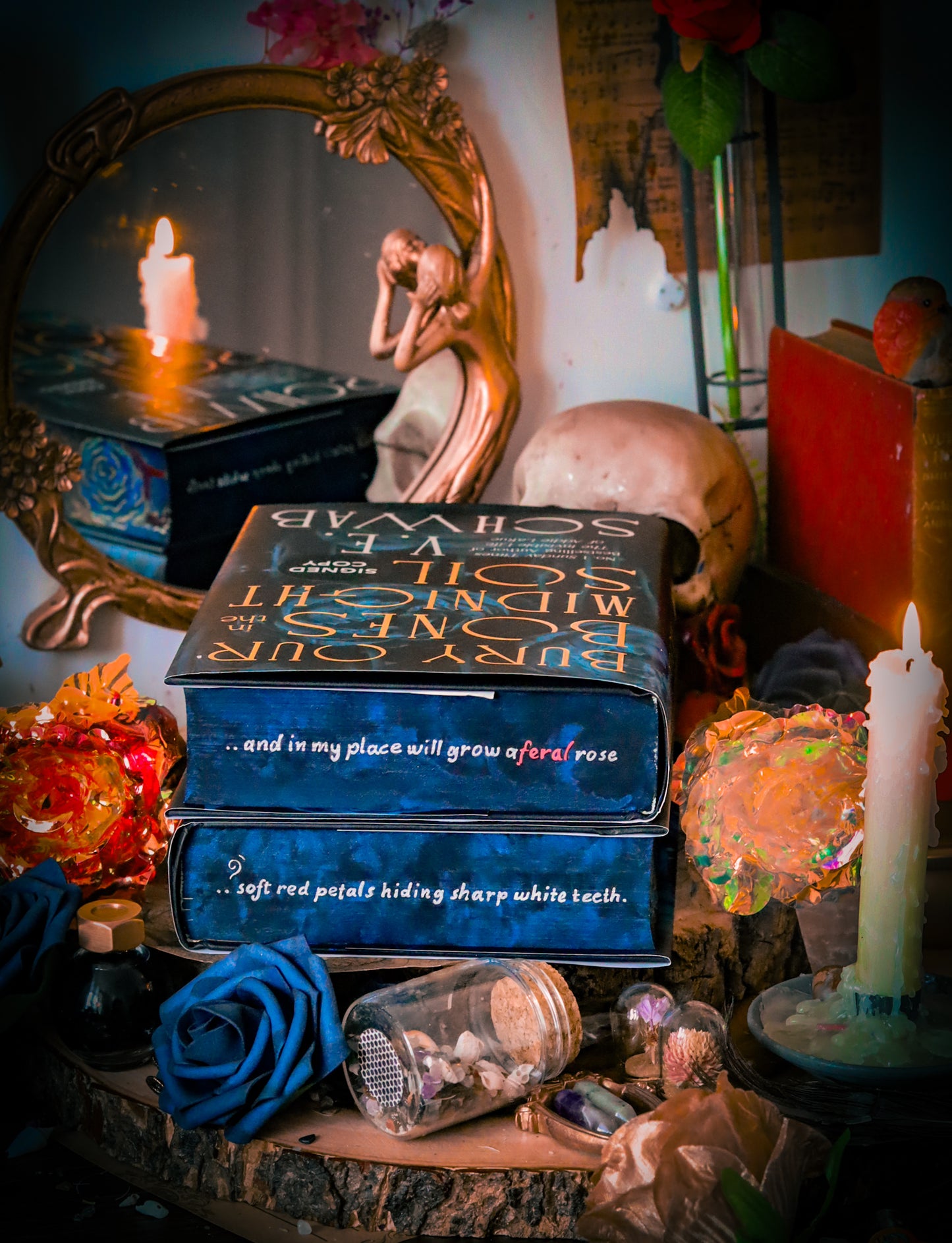SIGNED Bury Our Bones in the Midnight Soil by V.E Schwab – PAINTED Book Edge + Vinyl foil undercover | Foreedge Painting Collector Edition