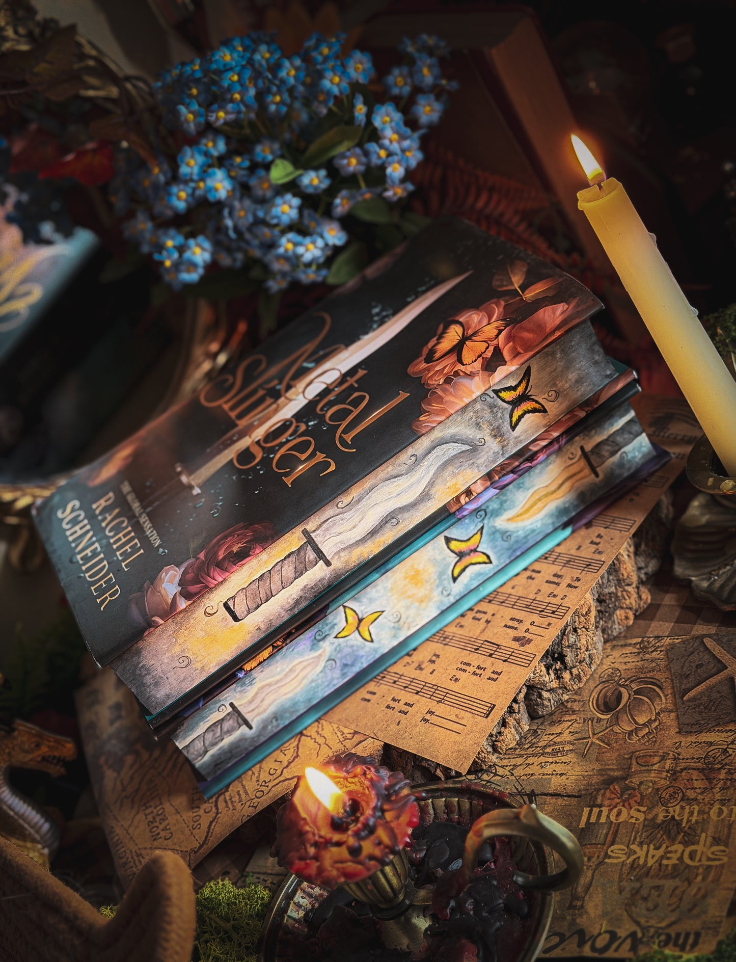 Metal Slinger & Light Wielder by Rachel Schneider HANDPAINTED BOOK EDGES