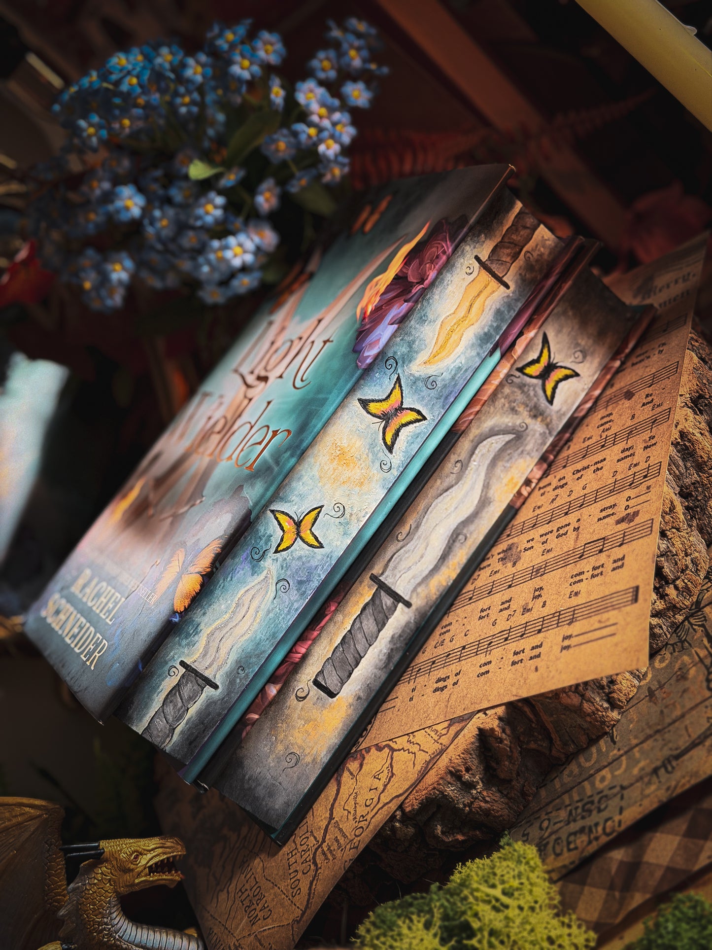 Metal Slinger & Light Wielder by Rachel Schneider HANDPAINTED BOOK EDGES